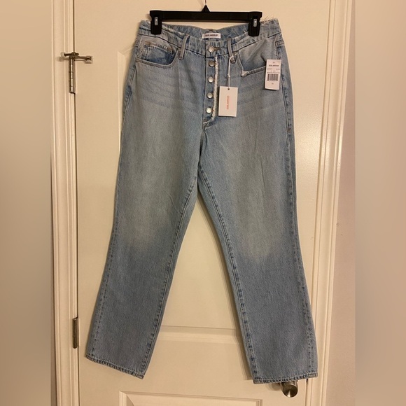 Good AMERICAN Good Vintage Buttons Front Straight Leg Jeans Blue403 Plus Size 30 - Picture 6 of 9